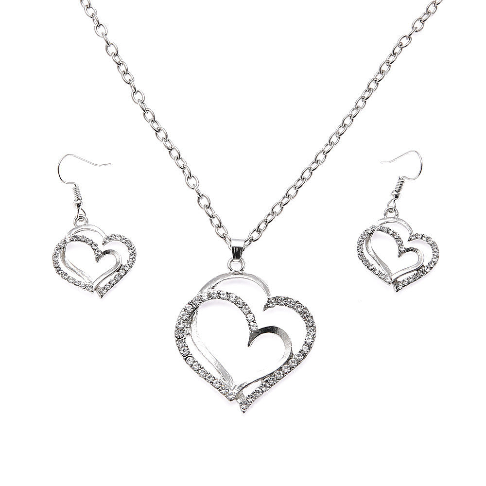 Double hearts pendant necklace