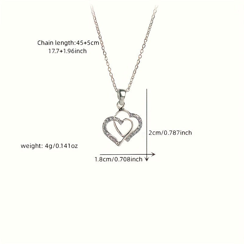 Double hearts pendant necklace