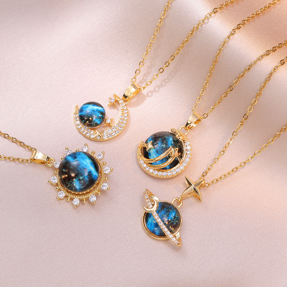 Dreamy Planet Retro Moon necklace