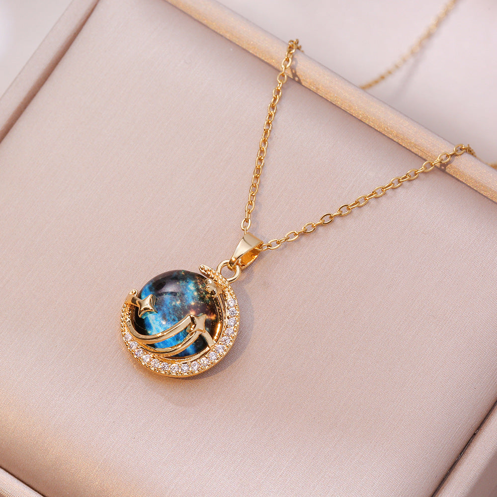 Dreamy Planet Retro Moon necklace