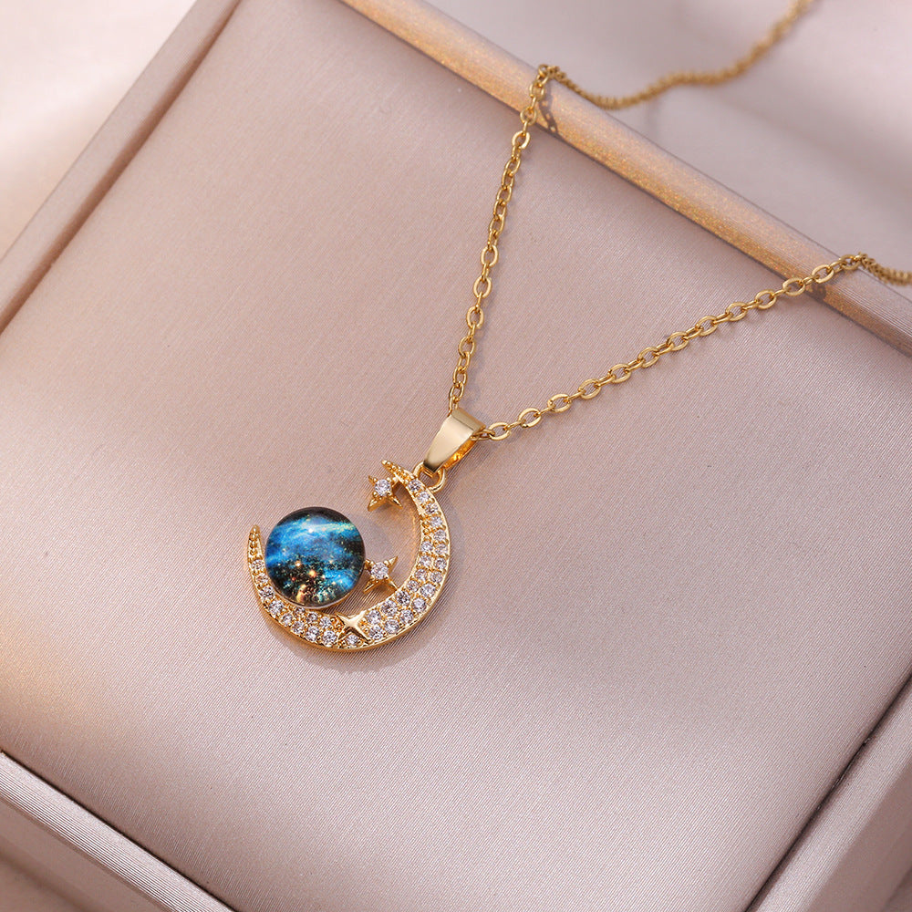 Dreamy Planet Retro Moon necklace