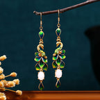 Enamel Gradient Craft Peacock Jade Ancient Style Earrings
