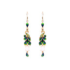Enamel Gradient Craft Peacock Jade Ancient Style Earrings