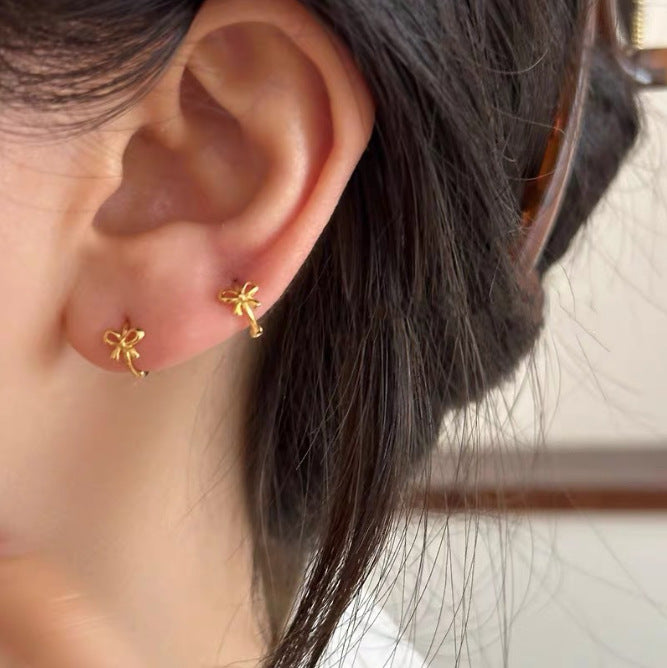 Exquisite bow ear buckles earrings