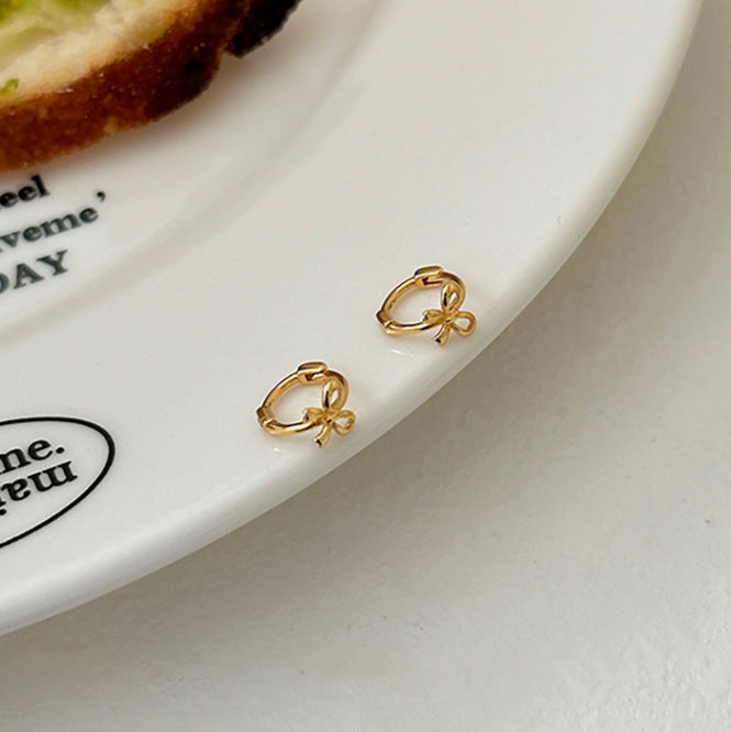 Exquisite bow ear buckles earrings