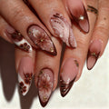 F/W Themed Agate-Style Ink Wash Effect press on nails