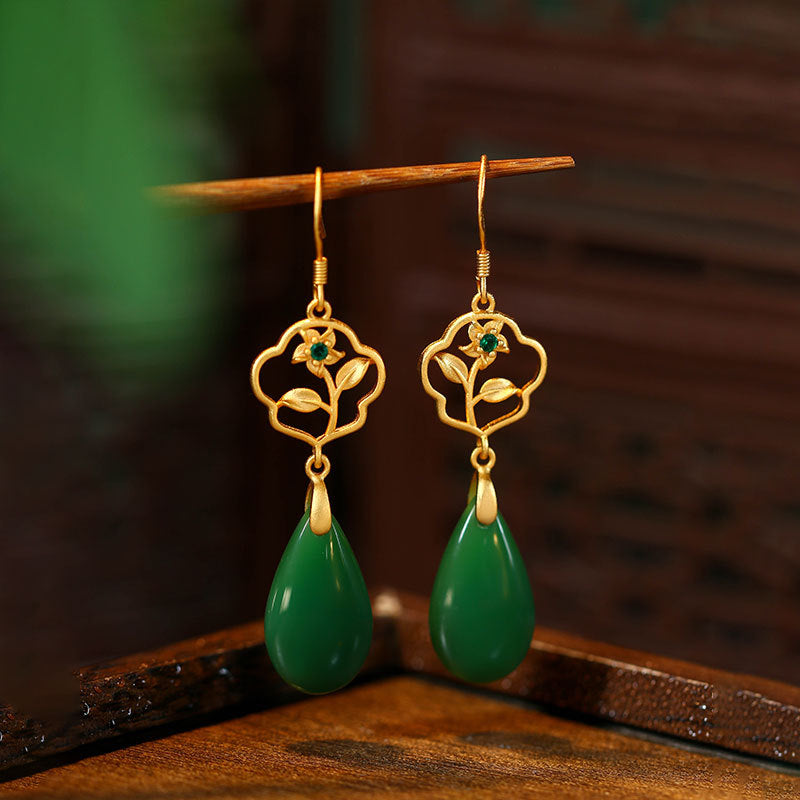 Flower blooming prosperity Water Drop earrings