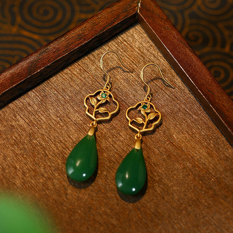 Flower blooming prosperity Water Drop earrings