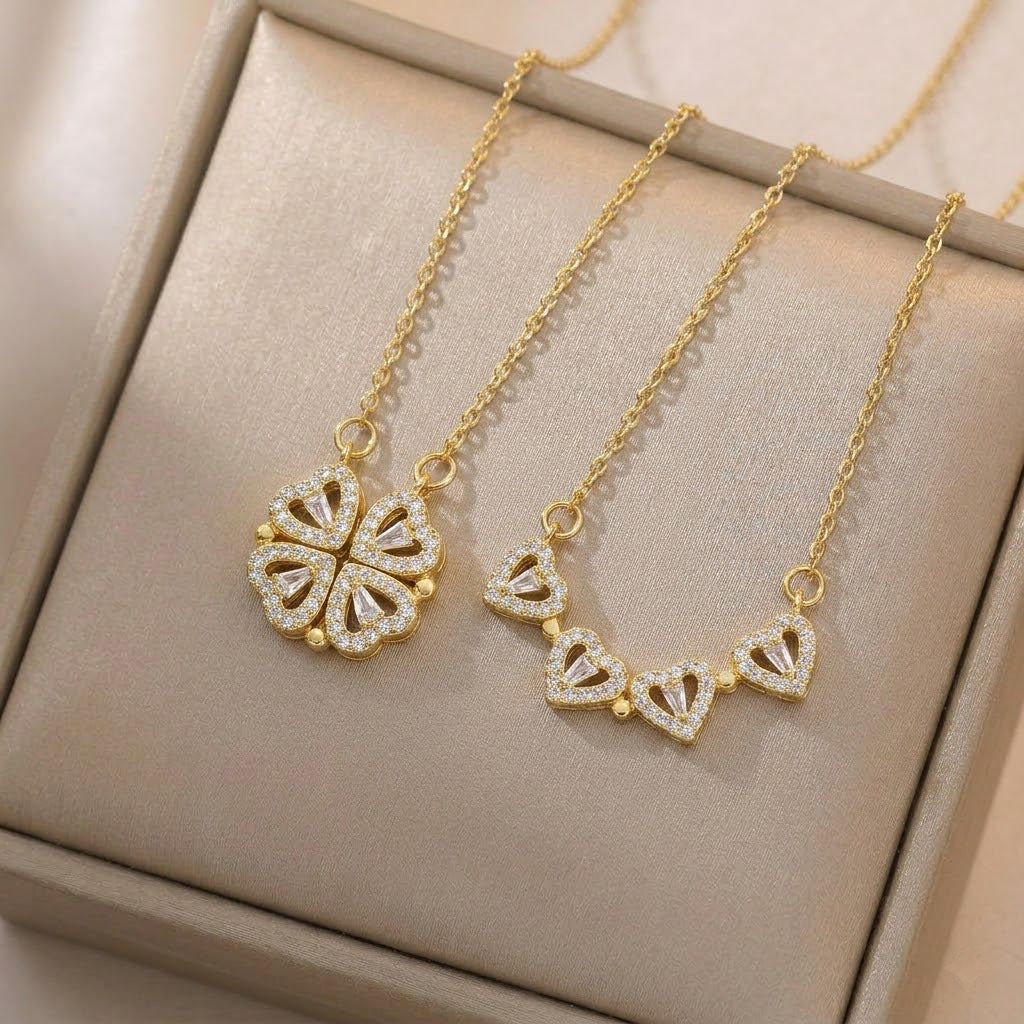 Four-leaf flower zircon Necklace