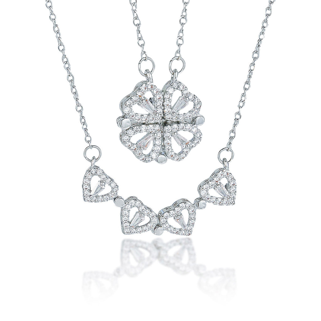 Four-leaf flower zircon Necklace