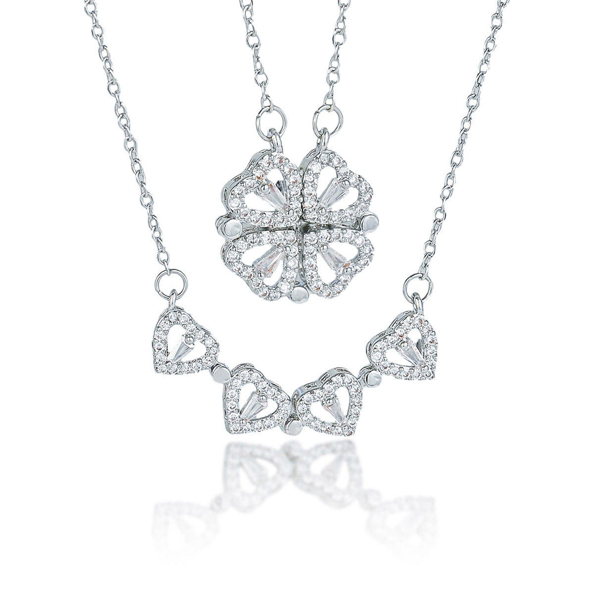 Four-leaf flower zircon Necklace