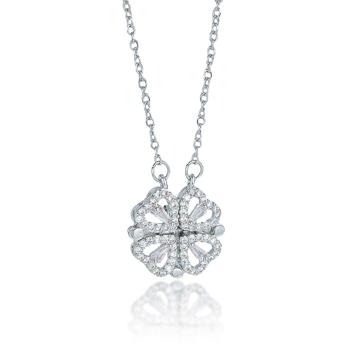 Four-leaf flower zircon Necklace