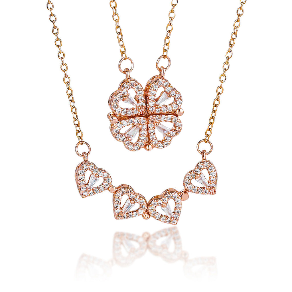 Four-leaf flower zircon Necklace