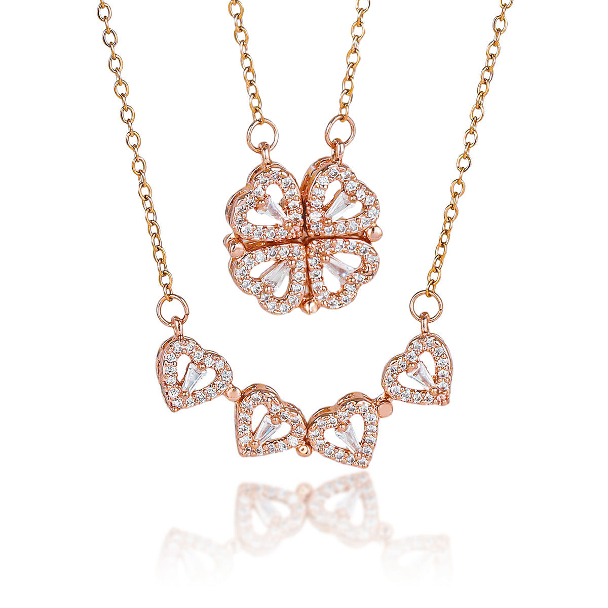 Four-leaf flower zircon Necklace