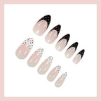 French polka dot almonds press on nails