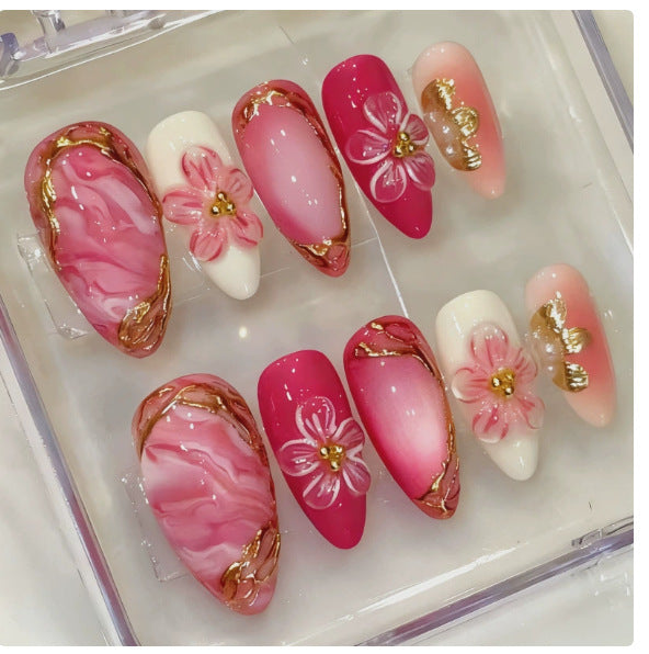 Gilded flower press on nails