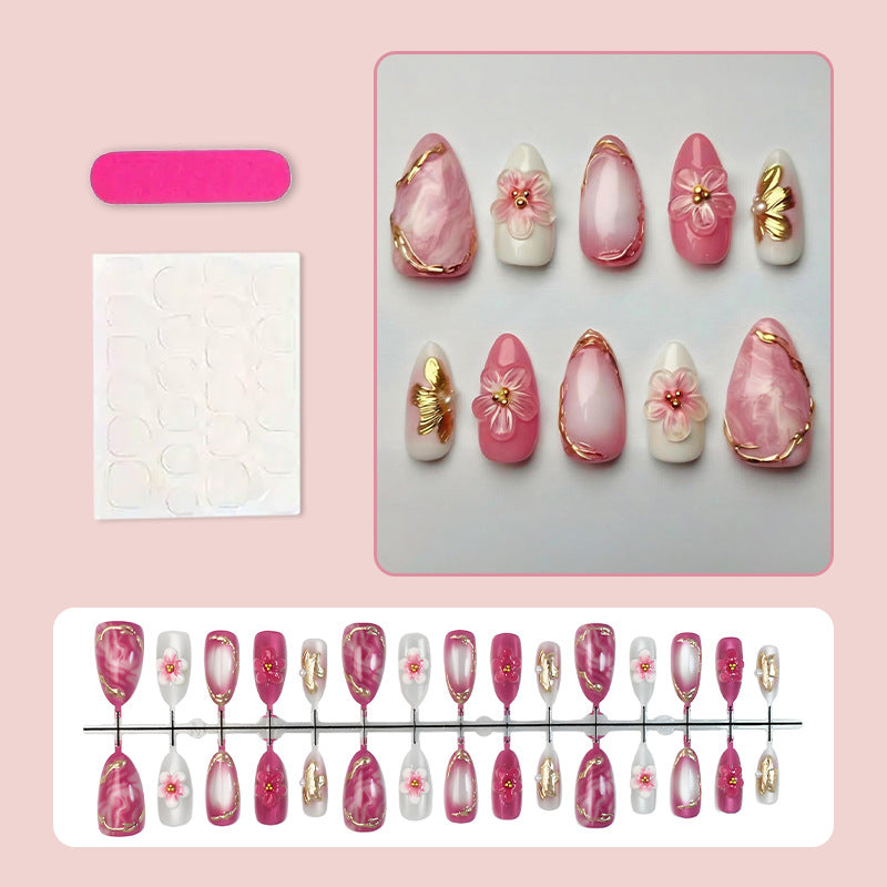 Gilded flower press on nails