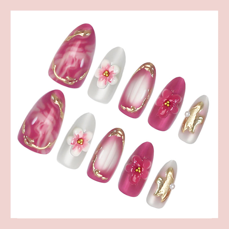 Gilded flower press on nails