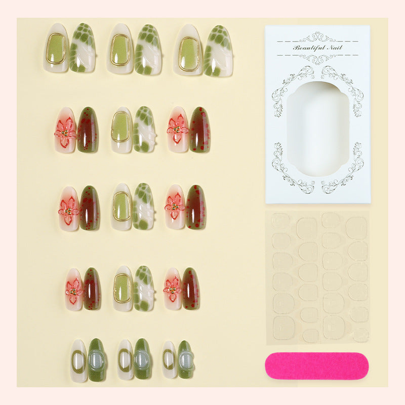 Gilt flower dots press on nails