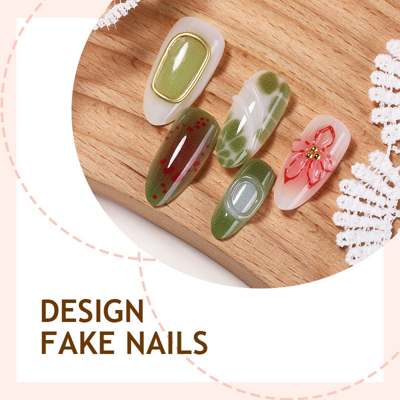 Gilt flower dots press on nails