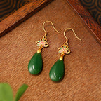 Good Luck Lotus Jade Earrings