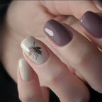 Grayish-purple maple leaves with glitter press on nails