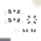 Grayish-purple maple leaves with glitter press on nails