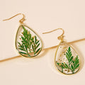 Green Leaf drop-shaped earrings