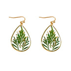 Green Leaf drop-shaped earrings