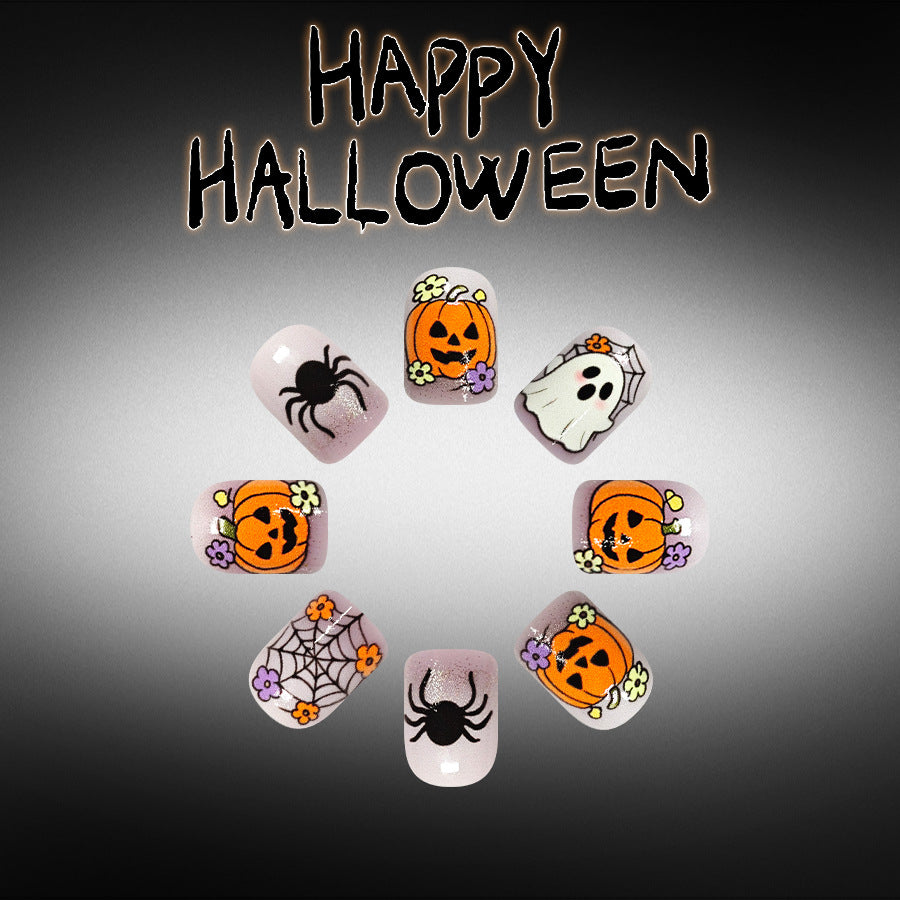 Halloween Ghost Flower Spider Cute Pumpkin press on nails
