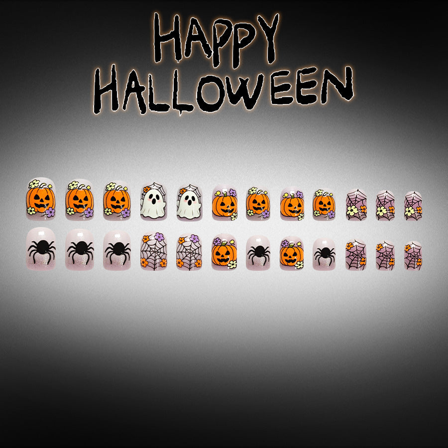 Halloween Ghost Flower Spider Cute Pumpkin press on nails