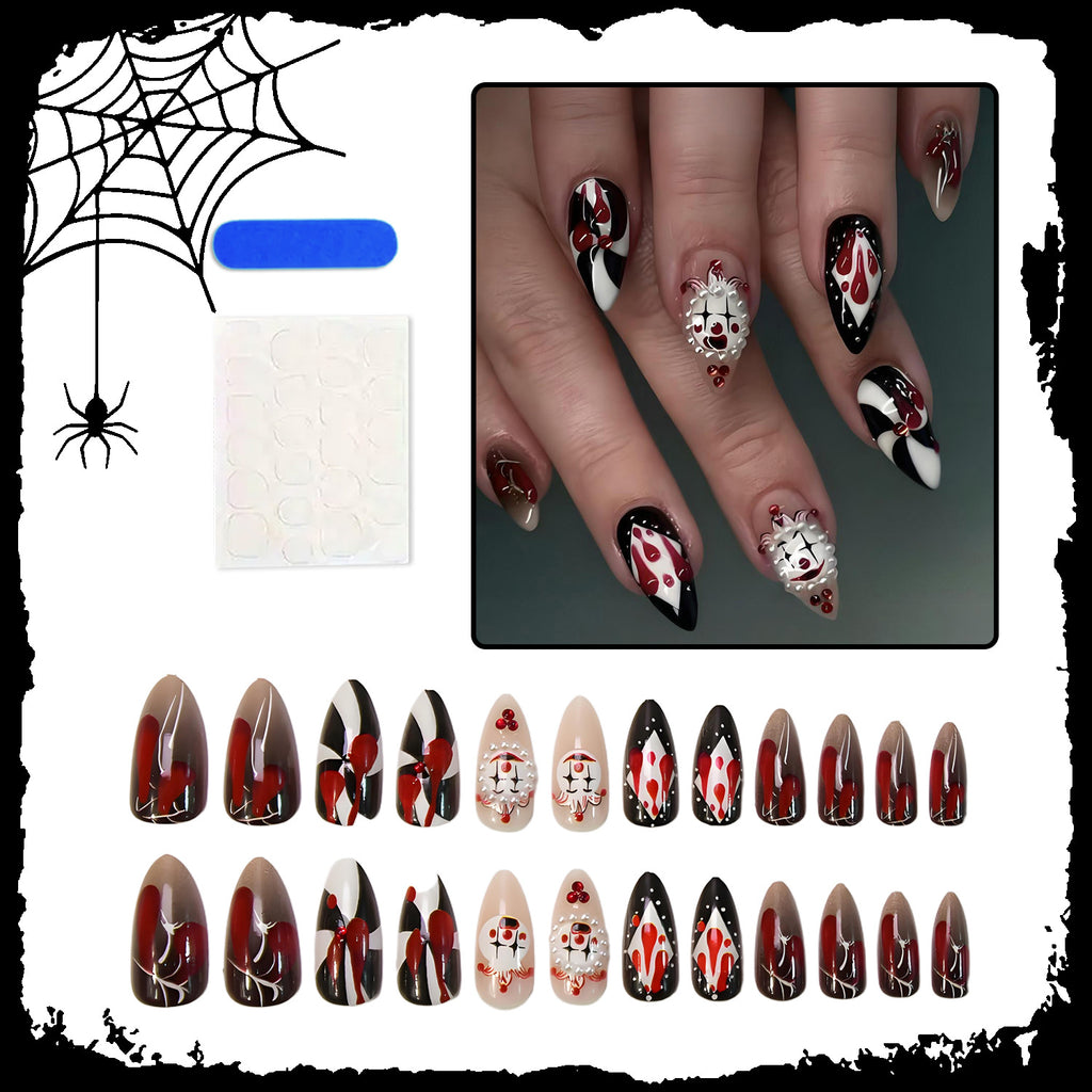 Halloween circus clown press on nails