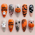 Halloween pumpkin ghost press on nails
