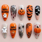 Halloween pumpkin ghost press on nails