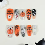 Halloween pumpkin ghost press on nails