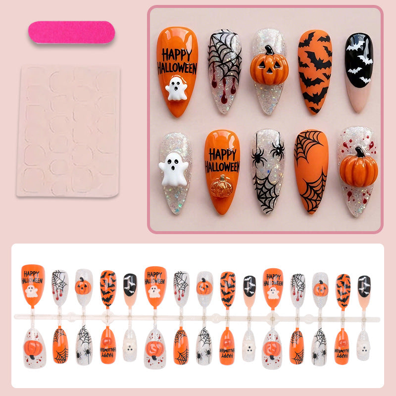 Halloween pumpkin ghost press on nails