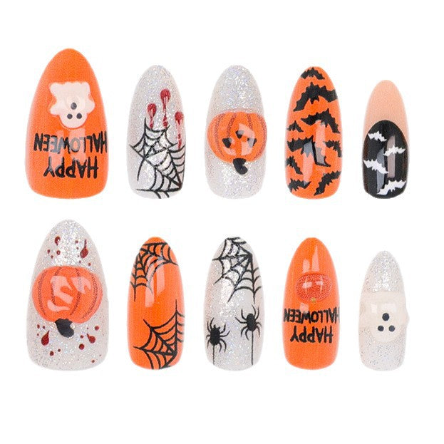 Halloween pumpkin ghost press on nails