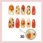 Halloween pumpkin maple leaves press on nails