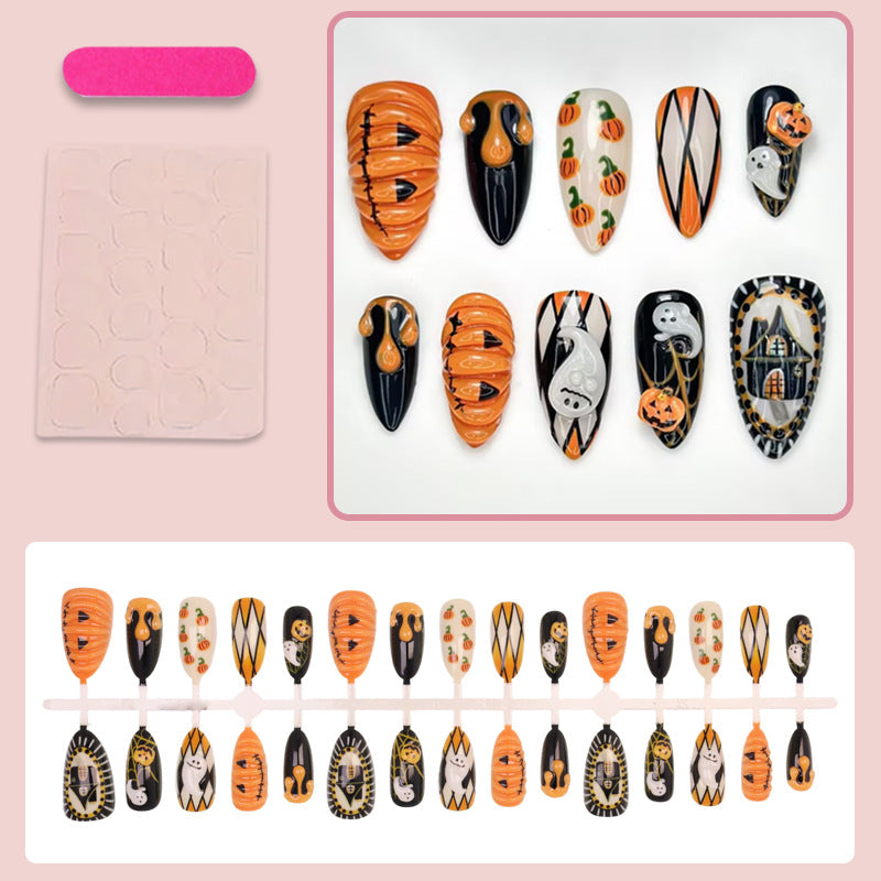 Halloween pumpkin press on nails