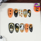 Halloween pumpkin press on nails