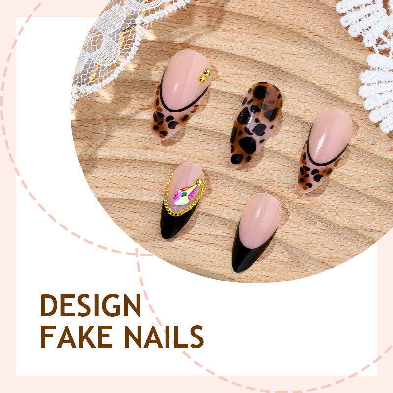 Leopard smudge press on nails