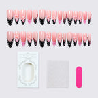Long almond French polka dots press on nails