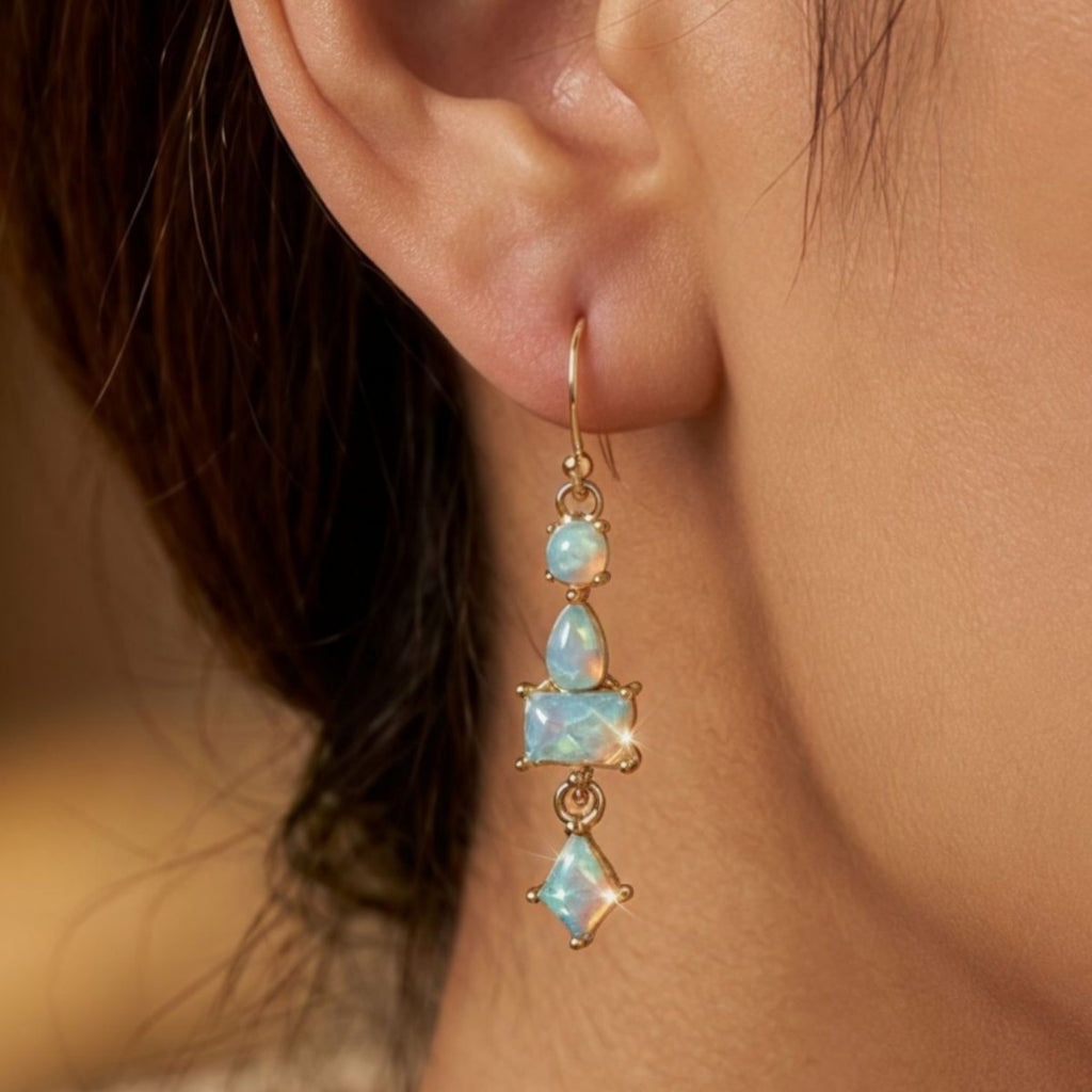 Long tassel opal earrings