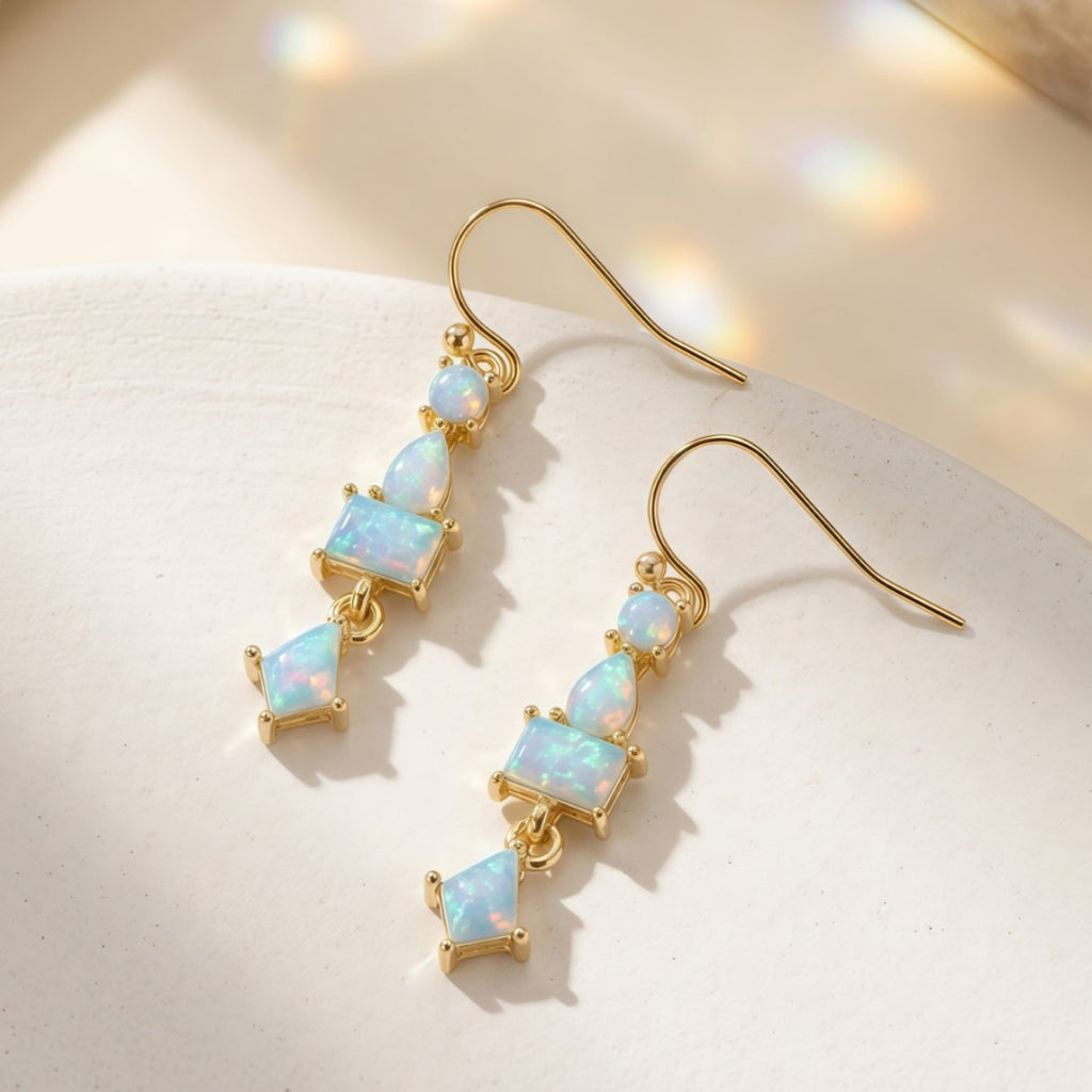 Long tassel opal earrings