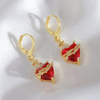 Love Flame Thorns Cross Earrings