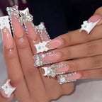 Luxurious gilt diamond butterfly press on nails