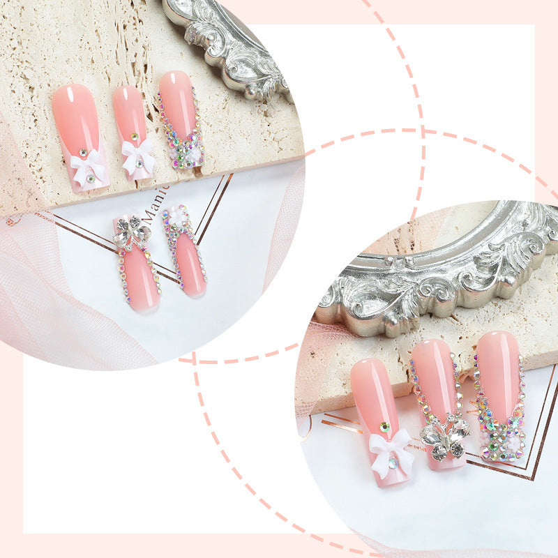 Luxurious gilt diamond butterfly press on nails