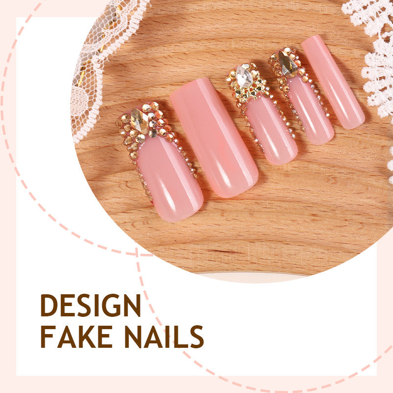 Luxurious gilt diamond leopard print  press on nails