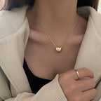 Minimalist smooth heart-shaped collarbone chain necklace