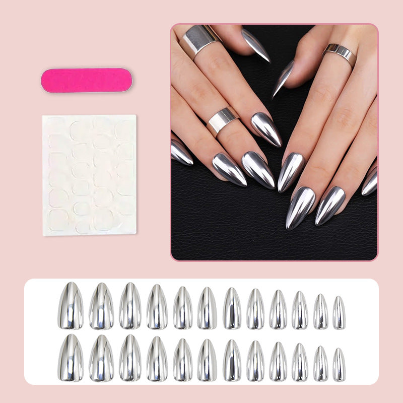 Mirror-finish electroplated metal press on nails